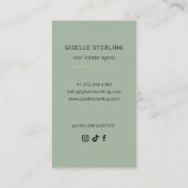 Sage Green Real Estate Agent Minimal Modern Visitekaartje (Achterkant)
