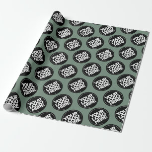 Sage Green Repating Logo Achtergrond Cadeaupapier