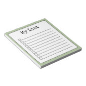 Sage Green Retro Aangepaste Checklist Ingelijnd Notitieblok (Schuin)