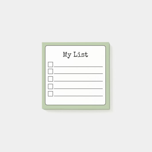 Sage Green Retro Lined Checklist Post-it® Notes (Voorkant)