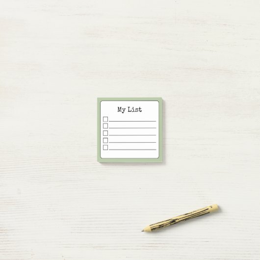 Sage Green Retro Lined Checklist Post-it® Notes (Op bureau)