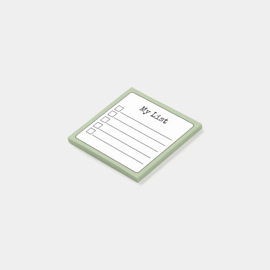 Sage Green Retro Lined Checklist Post-it® Notes (Schuin)