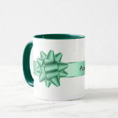 Sage Green Ribbon Bow Kerstmis Mok (Voorkant links)