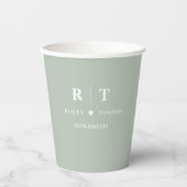 Sage Green Roman Numerals Monogram Weddenschap Papieren Bekers (Voorkant)