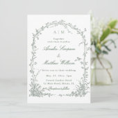 Sage Green Romantic Floral Arch Garden Wedding Kaart (Staand voorkant)