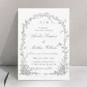 Sage Green Romantic Floral Arch Garden Wedding Kaart