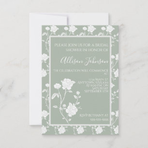 Sage Green Roos Bridal Shower Invitation Kaart