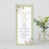 Sage Green & Roos Pink Garden Elegant Wedding Programma (Staand voorkant)