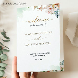 Sage Green Rose Floral Mariage programme de cérémo
