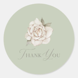 Sage Green Rose “Thank You” Wedding Ronde Sticker