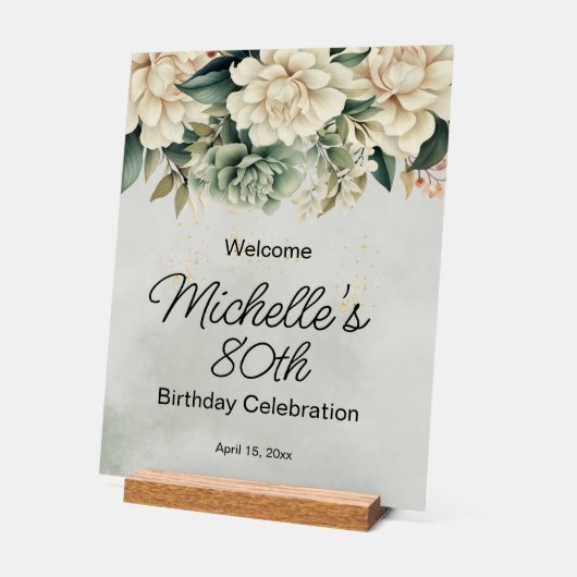 Sage Green Roses blanches 80e anniversaire (Angle)