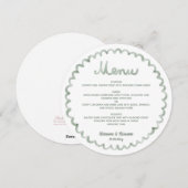 Sage Green Round Whimsical Frame Wedding Menu (Devant / Derrière)