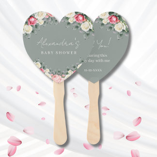 Sage Green Rozen Baby shower Dank u Handwaaier