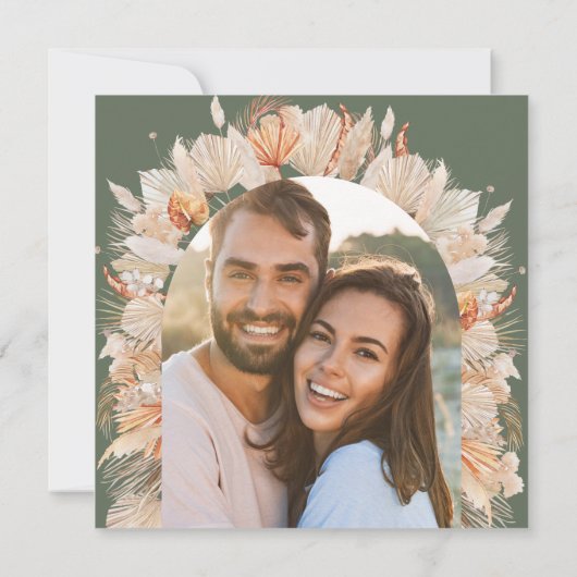 Sage Green Rust Bohemian Dried Botanisch stijlvol Kaart (Achterkant)