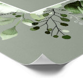 Sage Green Rustic Boho Floral Mariage Affiche de b (Coin)