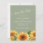 Sage green rustic boho floral summer wedding save the date (Voorkant)