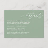Sage Green Rustic Mariage Détails Cartes (Devant)