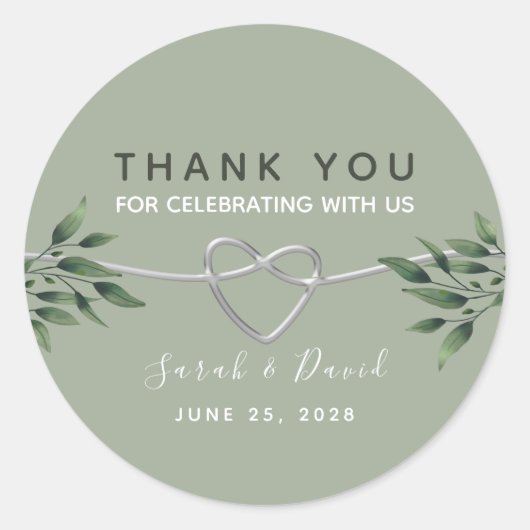 Sage Green Rustic Mariage Sticker Merci (Devant)
