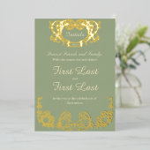 Sage Green Rustic Royal Wedding Folie Uitnodiging (Staand Voorkant)