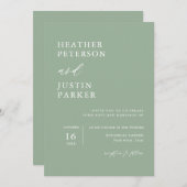 Sage Green Rustic Simple Mariage Invitations (Devant / Derrière)