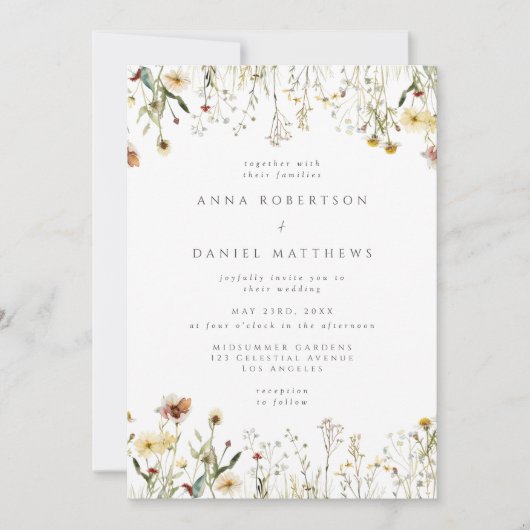 Sage Green Rustic Wildflower Wedding Invitation (Devant)