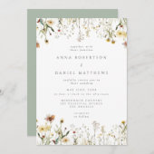 Sage Green Rustic Wildflower Wedding Invitation (Devant / Derrière)