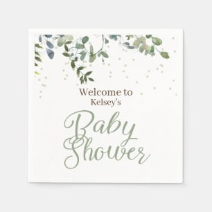 Sage Green Safari Oerwoud Neutraal Baby shower Servet