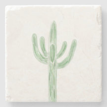 Sage Green Saguaro Cactus Desert Stone Onderzetter