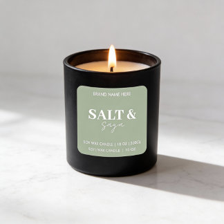 Sage Green Salt & Saga Custom Candle Label Sticker