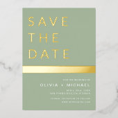 Sage Green Save the Date Elegant Gold Folie Uitnodiging (Voorkant)