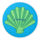 Sage Green Scallop Shell Thunder_Cove Keramische Knop (Voorkant)