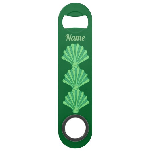 Sage Green Scallop Shell Thunder_Cove Speed Flessenopener (Voorkant)