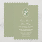 Sage Green Scalloped Wedding Invitation (Devant / Derrière)