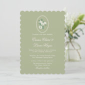 Sage Green Scalloped Wedding Invitation (Debout devant)