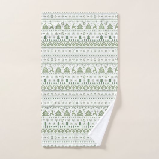 Sage Green Scandinavian Nordic hiver Noël (Serviette à main)