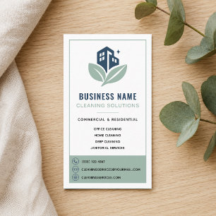 Sage Green Schoonmaakdiensten Professioneel Logo Visitekaartje