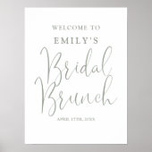 Sage Green Script Bruids Brunch Welkomstbord Poster (Voorkant)