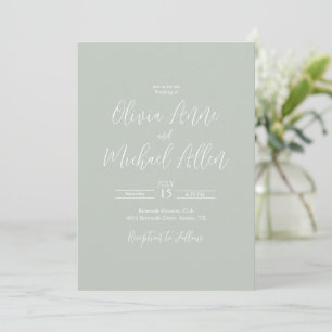 Sage Green Script Faire-part de mariage moderne