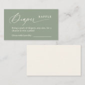 Sage Green Script Luier Raffle Enclosure Kaart (Voorkant / Achterkant)