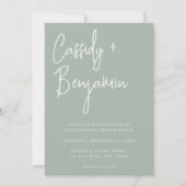 Sage Green Script Minimalist Modern Wedding Kaart (Voorkant)