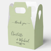 Sage Green Script Minimalist Wedding Thank You Bedankdoosjes (Geopend)