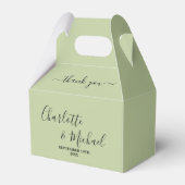 Sage Green Script Minimalist Wedding Thank You Bedankdoosjes (Voorkant Zijde)