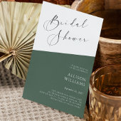 Sage Green Script Moderne Bridal Douche Invitation