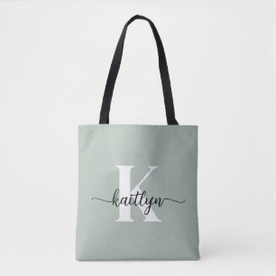 Sage Green Script Monogram Draagtas