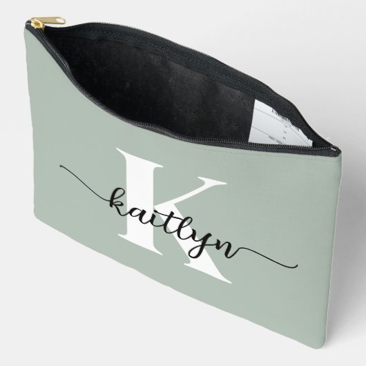 Sage Green Script Monogram Etui (Open)