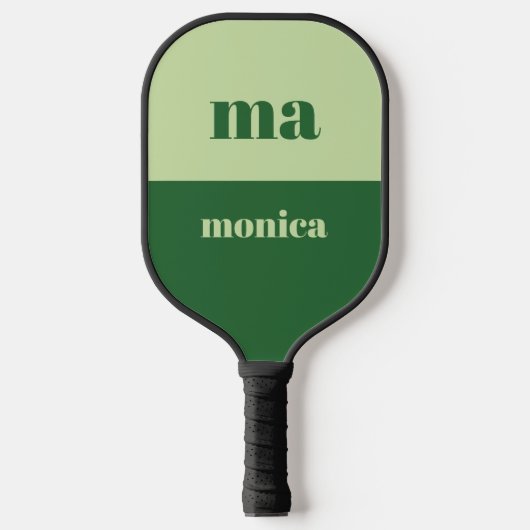Sage green script monogram initial  pickleball paddle (Voorkant)