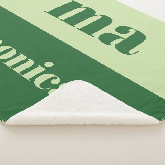 Sage green script monogram initial sherpa deken (3/4)