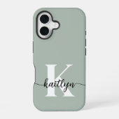 Sage Green Script Monogram iPhone 16 Hoesje (Achterkant)