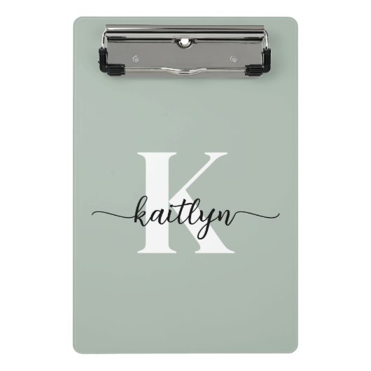 Sage Green Script Monogram Mini Klembord (Voorkant)