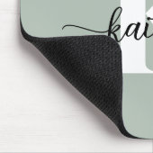 Sage Green Script Monogram Muismat (Hoek)